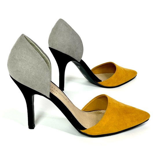 D’Orsay pump heels pointed toe Chinese laundry two pieces color block shoes - Picture 1 of 8